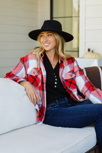 Bring on Bright Days Plaid Shacket In Red