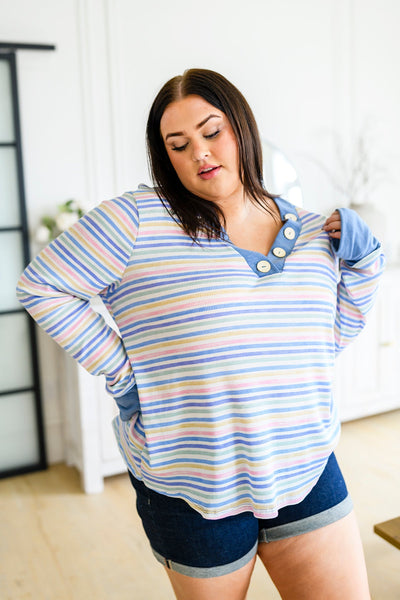 Untroubled Striped Long Sleeve Top
