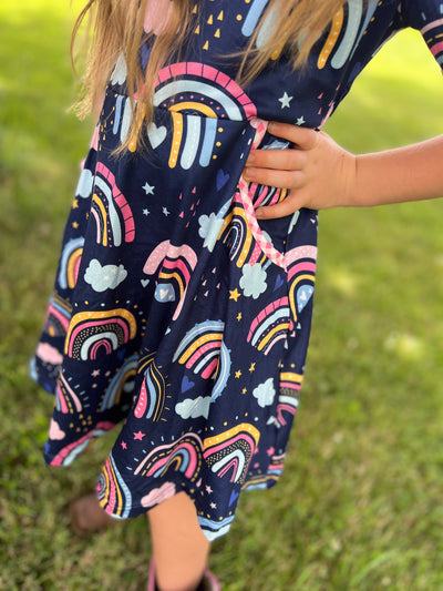 Rainbows on a Cloudy Day Little Charmer Dress