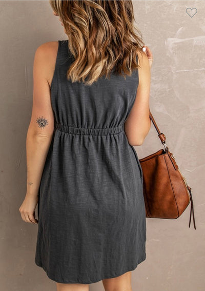 Hit It Everyday Dress-Charcoal